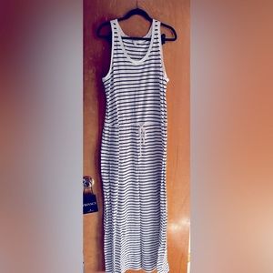 Gap navy stripe cotton maxi dress, size XL tall